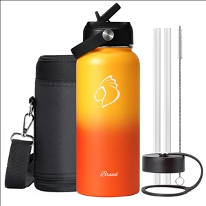 32oz Insulated Water Bottle with Carry Bag Triple Wall Vacuum Stainless Steel Water Flask with Straw